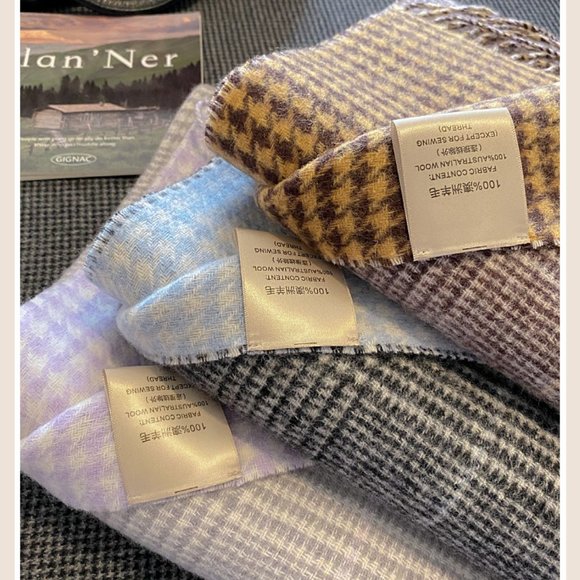 Unisex Caramel or Baby Blue  Plaid  Style  100% Australian Wool Scarf - Picture 7 of 7